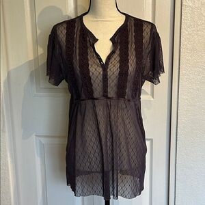 Dark Purple Sheer Gothic Core Blouse Size Medium